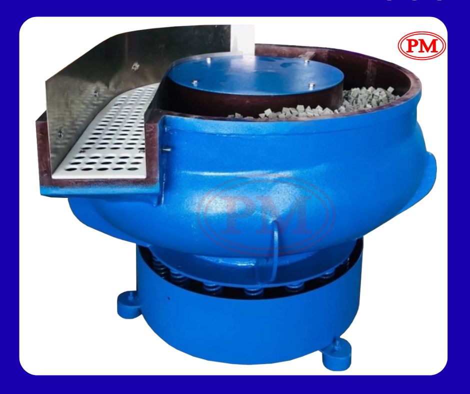   เครื่องขัดผิวโลหะแบบเขย่า (มีสะพานแยกชิ้นงาน) (Vibratory finishing machine with Separator) 