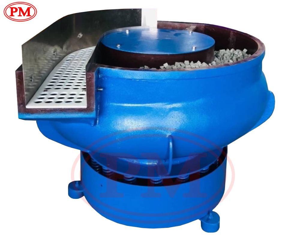 เครื่องขัดผิวโลหะแบบเขย่า แบบมีสะพานแยกชิ้นงาน / Vibratory Finishing Machine