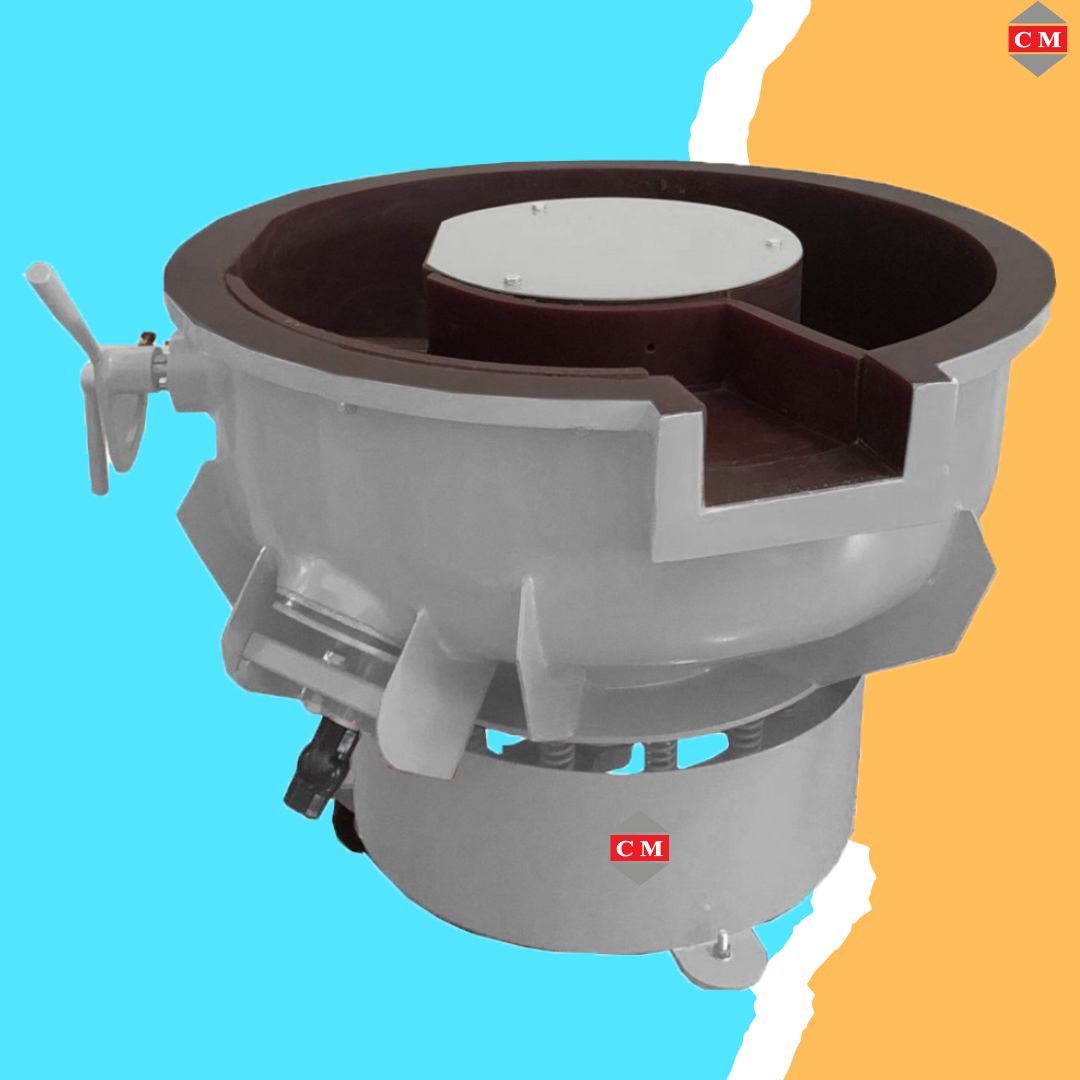 เครื่องขัดผิวโลหะแบบเขย่า แบบมีสะพานแยกชิ้นงาน / Vibratory Finishing Machine