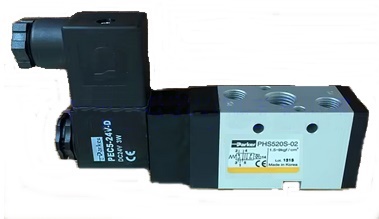 PHS520S-02-220V-D Parker Solenoid valve 5/2 size 1/4" Single Coil คอล์ยเดี่ยว ไฟ 220V 
